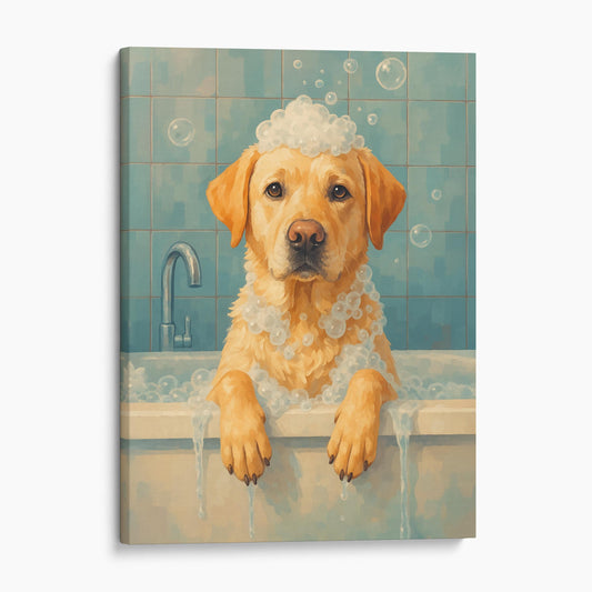 Yellow Labrador Retriever Dog Bathtub Bubble Bath