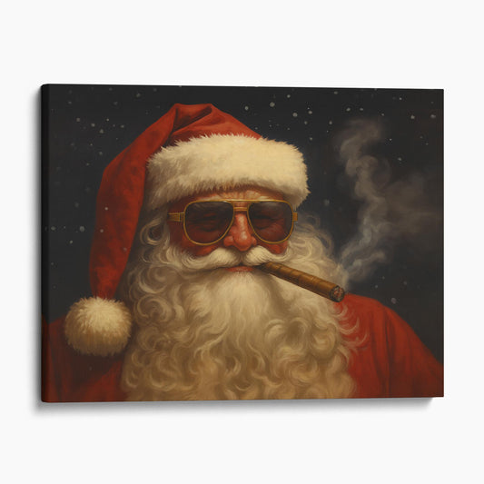 Santa Claus Smoking A Cigar With Sunglasses