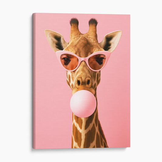 Giraffe Pink Sunglasses Blowing Bubble Gum
