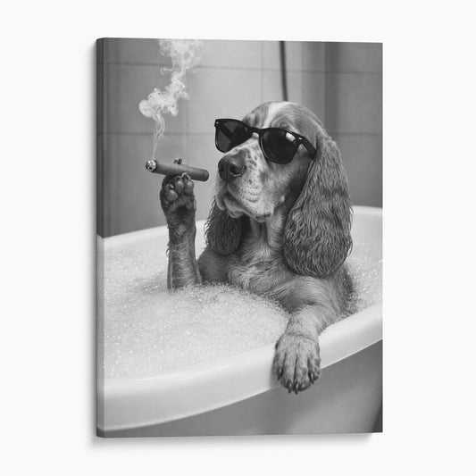 English Cocker Spaniel Dog Bathtub Cigar