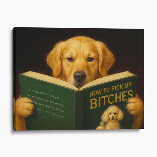 Golden Retriever Dog Reading Dating Book