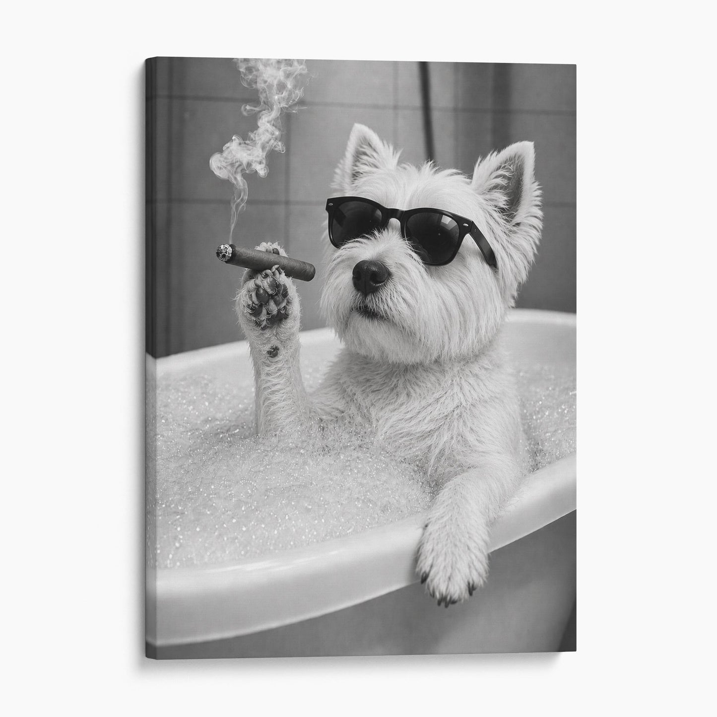 West Highland White Terrier Dog Bathtub Cigar
