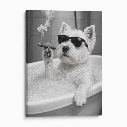 West Highland White Terrier Dog Bathtub Cigar