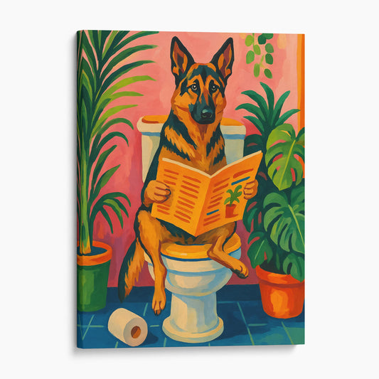 German Shepherd Reading The Newspaper On The Toilet Henri Matisse