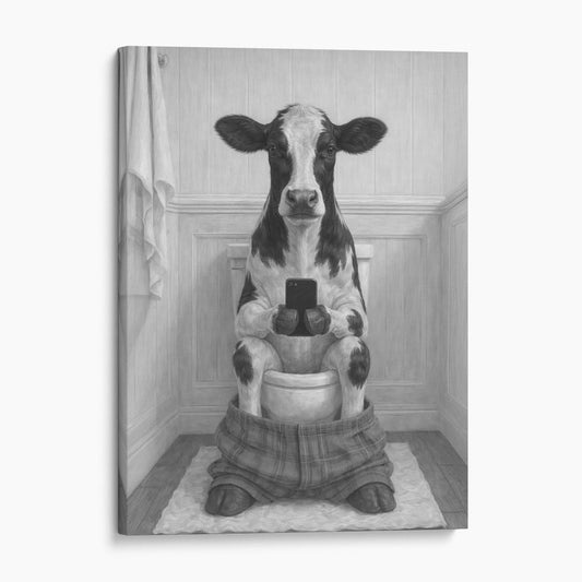 Cow On The Phone On The Toilet