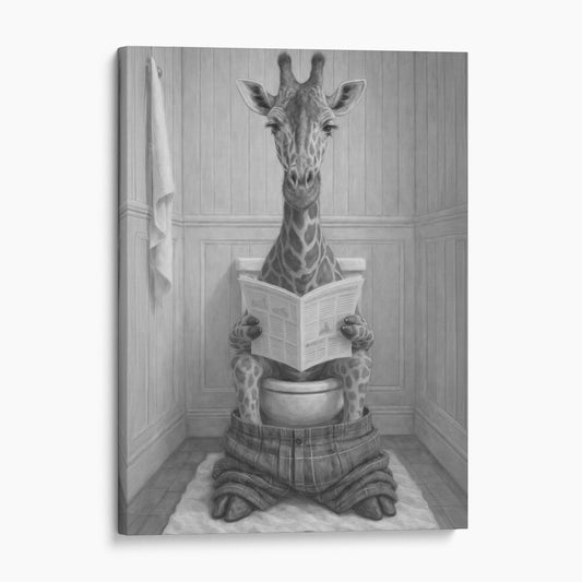 Giraffe Reading The Newspaper On The Toilet