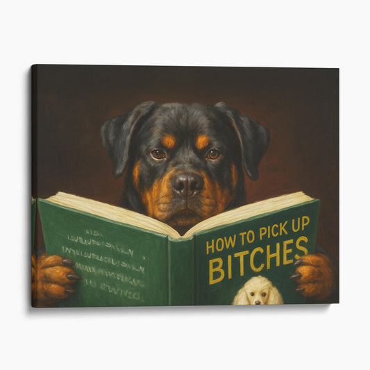 Rottweiler Dog Reading Dating Book