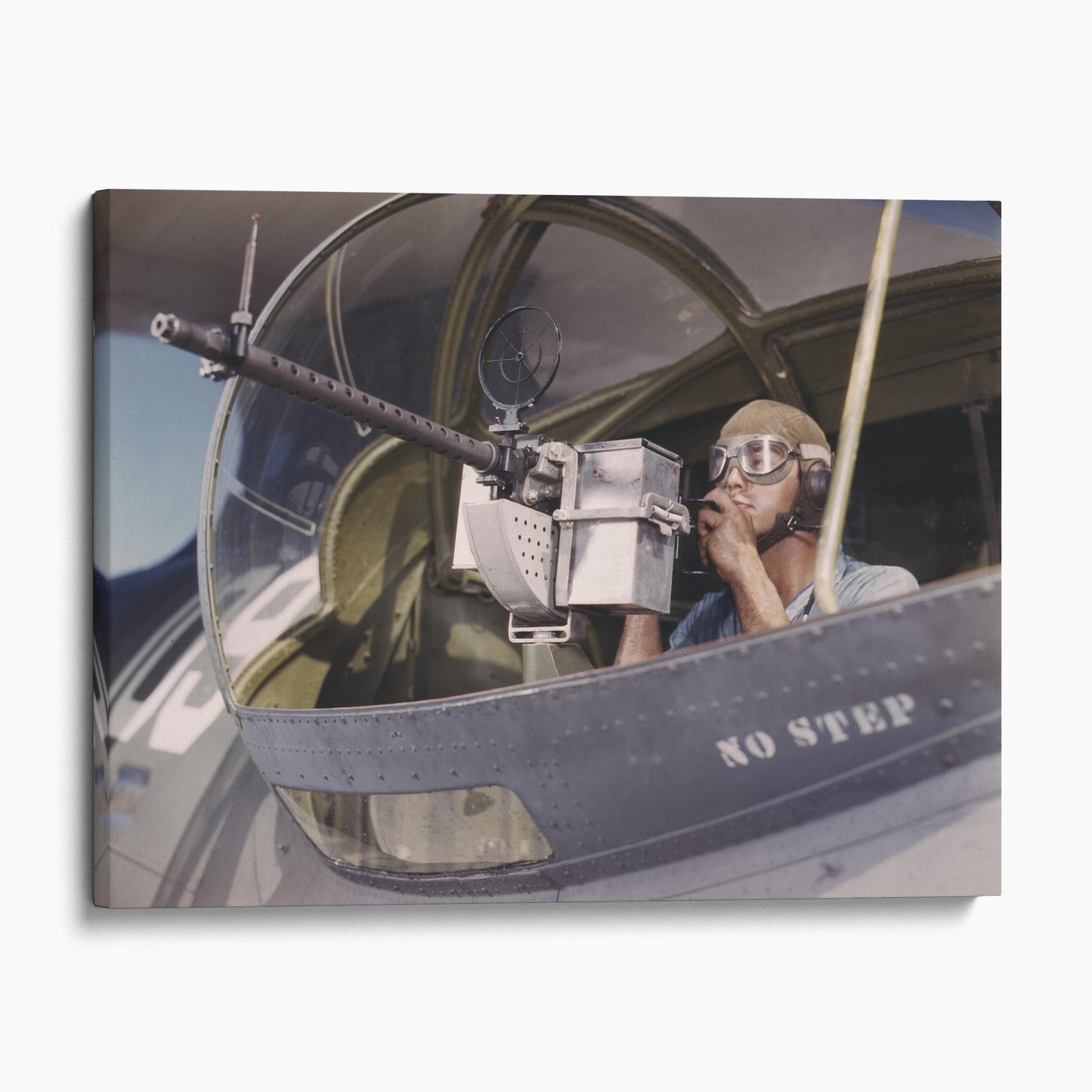 Aiming Machine Gun On American Warplane, World War Two