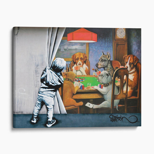 Dogs Playing Poker Behind the Curtain Banksy