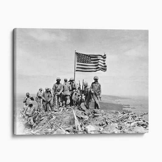 U.S. Marines Raise The American Flag Atop Mount Suribachi On Iwo Jima