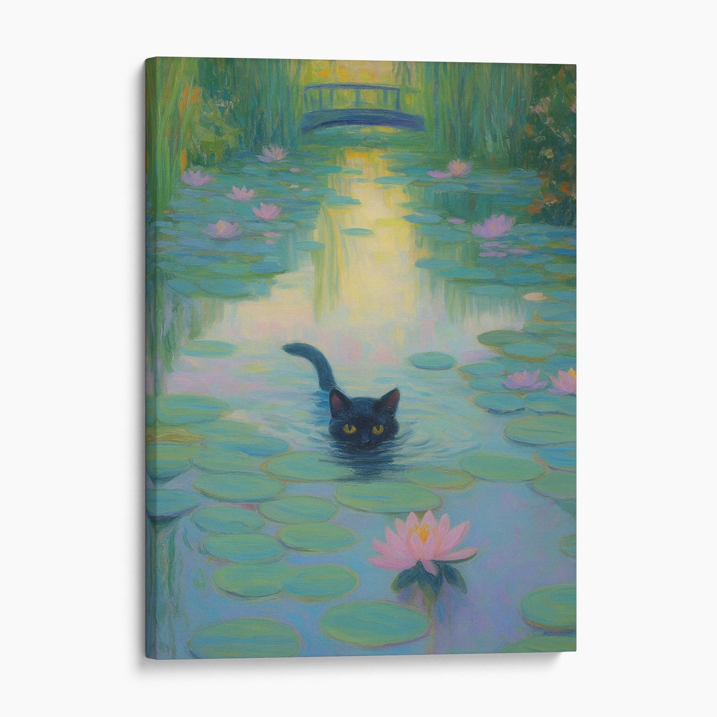 Water Lilies With Black Cat Claude Monet