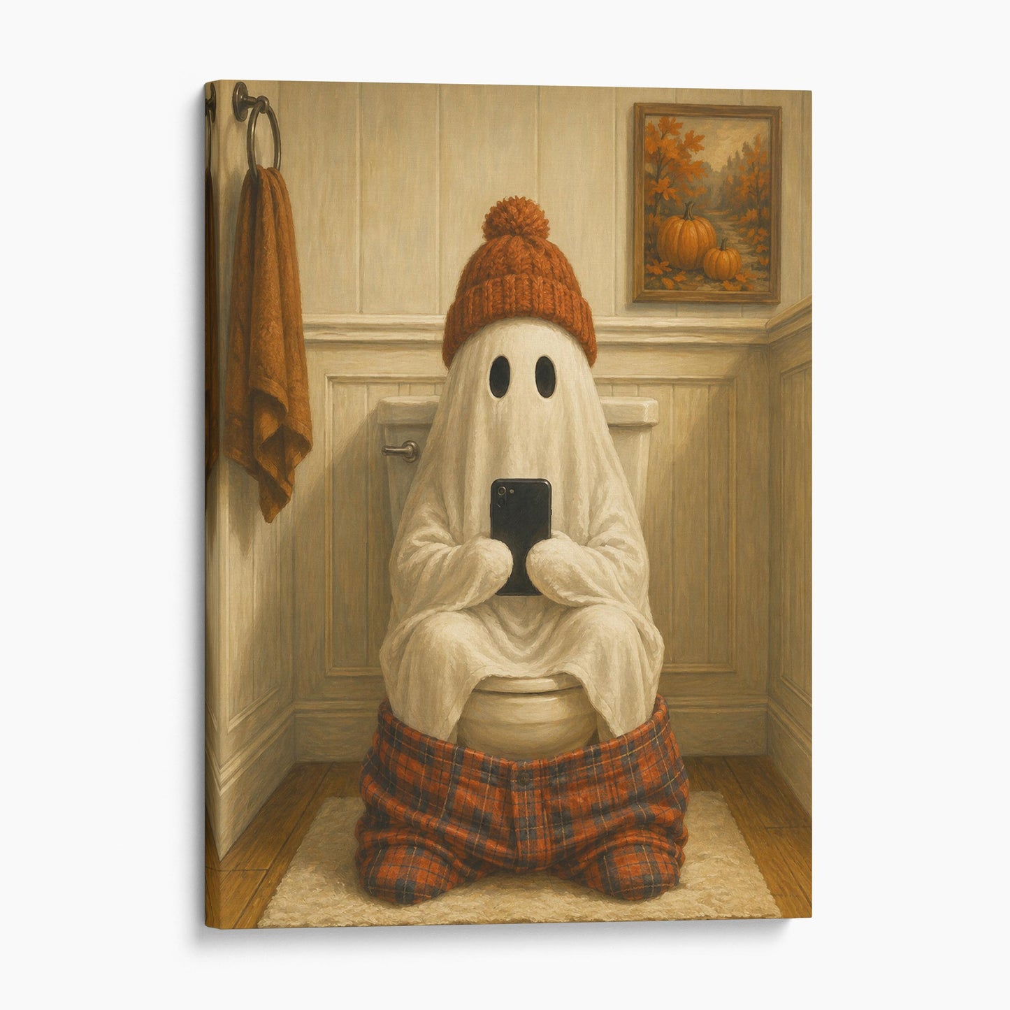 Cozy Ghost On The Phone On The Toilet