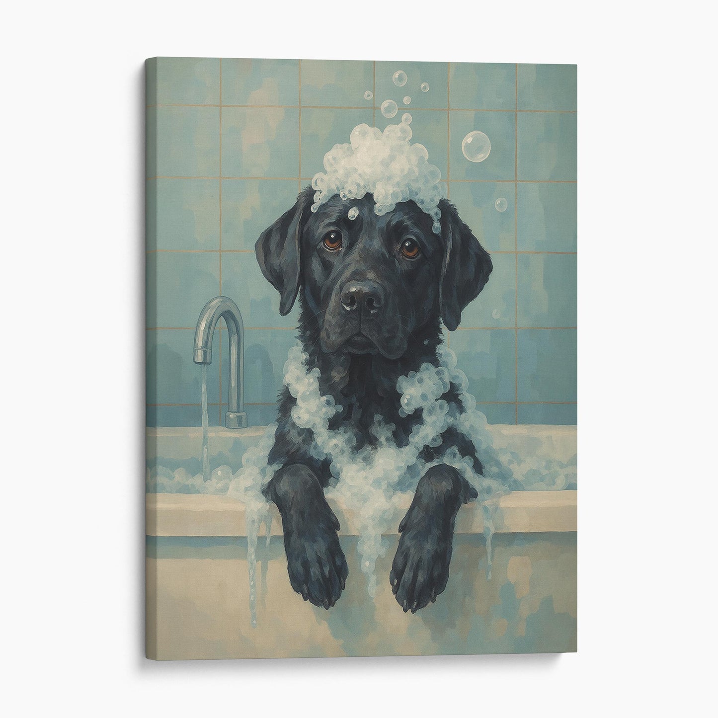 Black Labrador Retriever Dog Bathtub Bubble Bath
