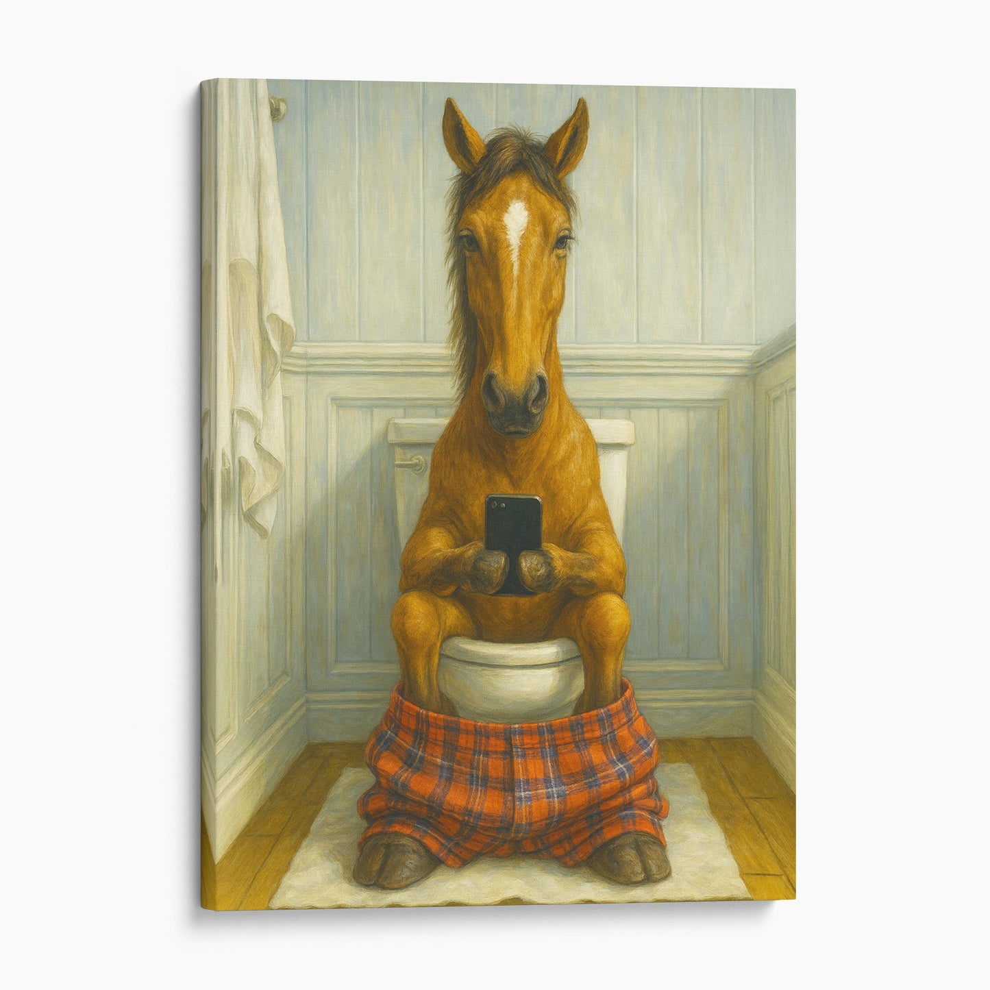 Horse On The Phone On The Toilet