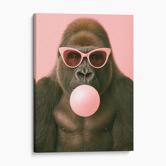 Gorilla Pink Sunglasses Blowing Bubble Gum