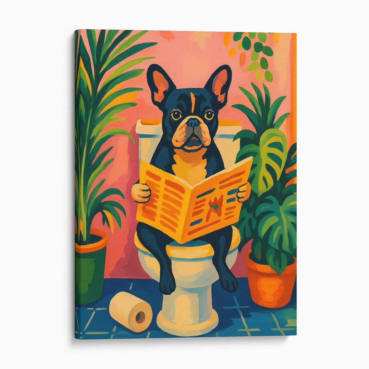 French Bulldog Reading The Newspaper On The Toilet Henri Matisse