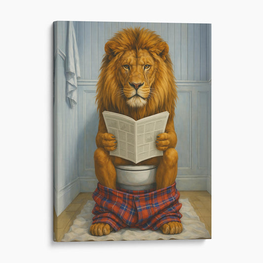 Lion Reading The Newspaper On The Toilet