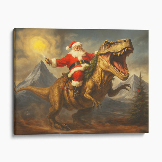 Santa Claus Riding A Dinosaur