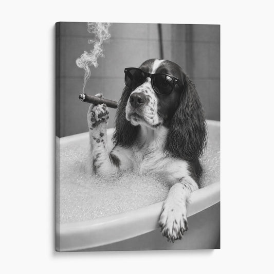 English Springer Spaniel Dog Bathtub Cigar