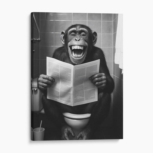 Monkey Reading The Newspaper On The Toilet