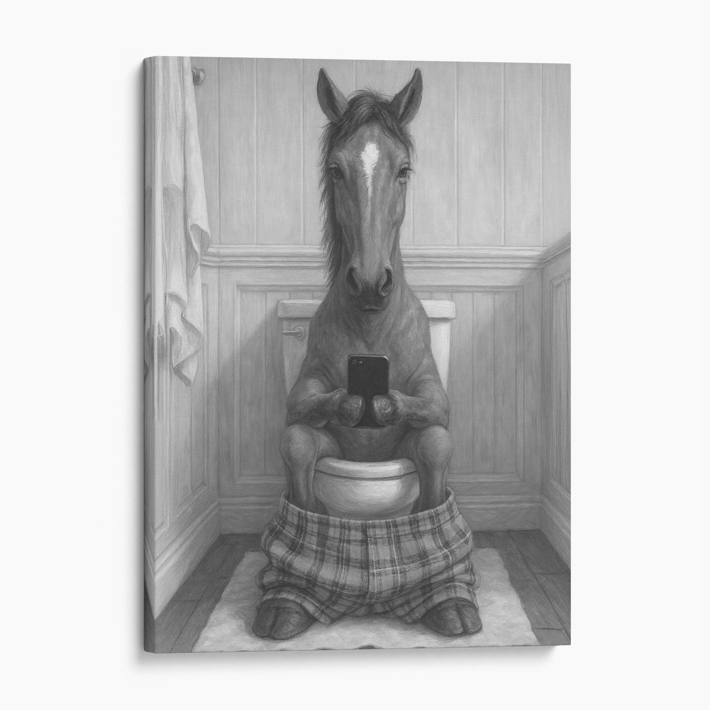 Horse On The Phone On The Toilet