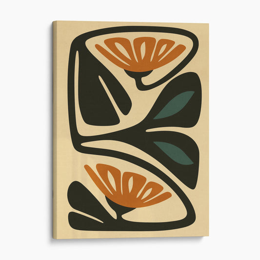 Burnt Orange & Teal Mid Century Flower