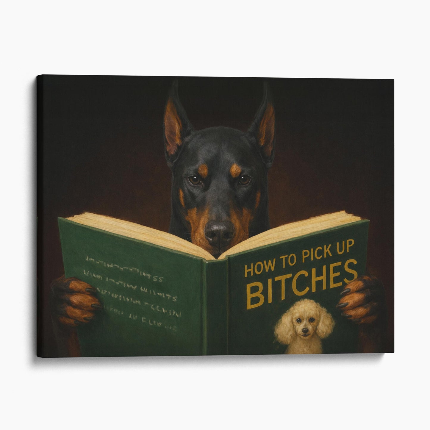 Doberman Pinscher Dog Reading Dating Book
