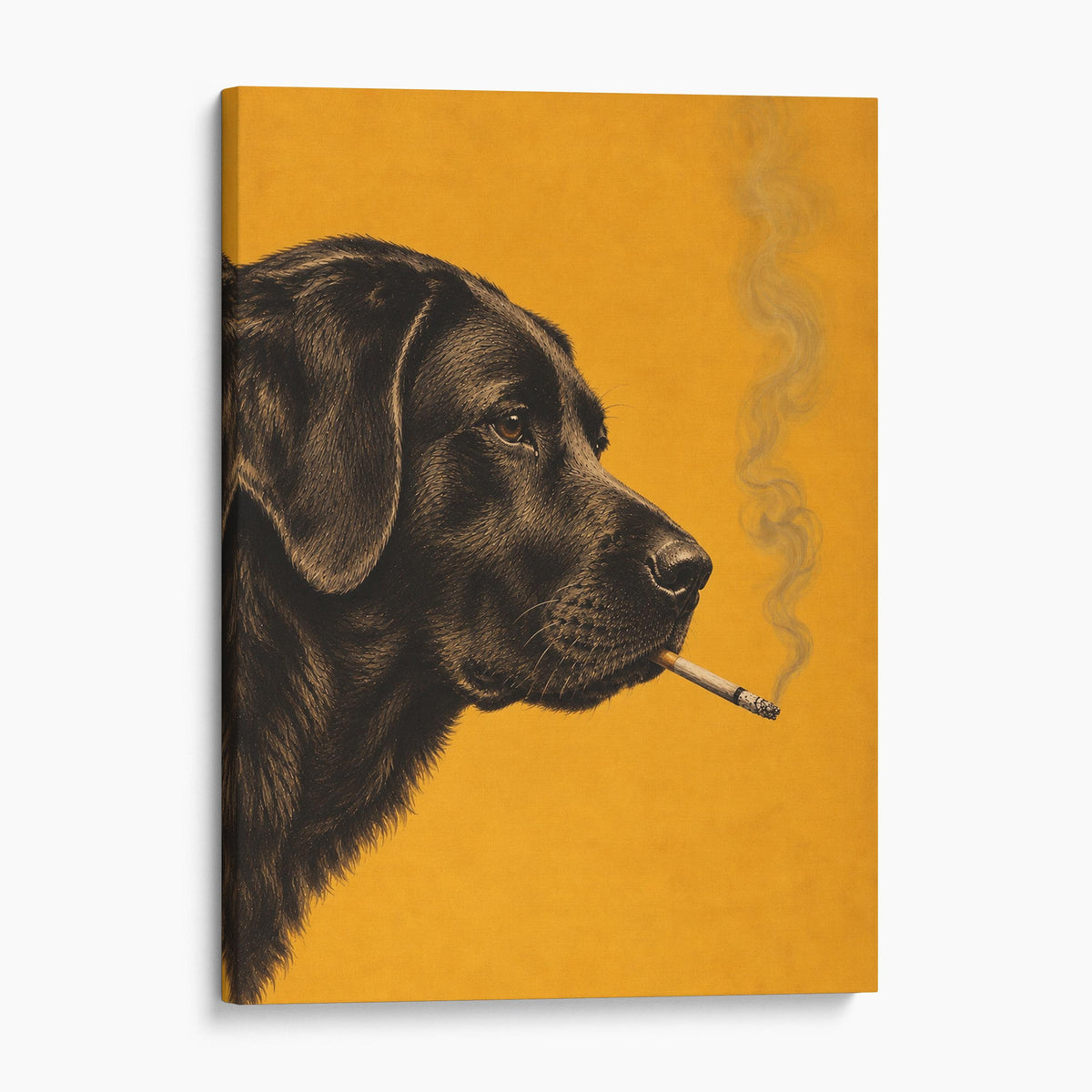 Black Labrador Smoking A Cigarette