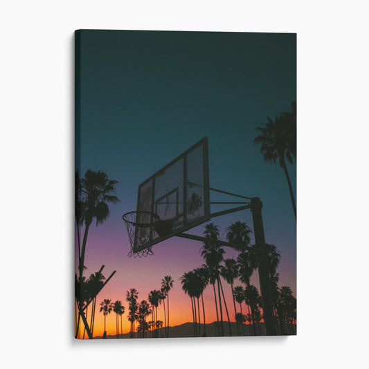 Basketball Sunset With Palm Trees