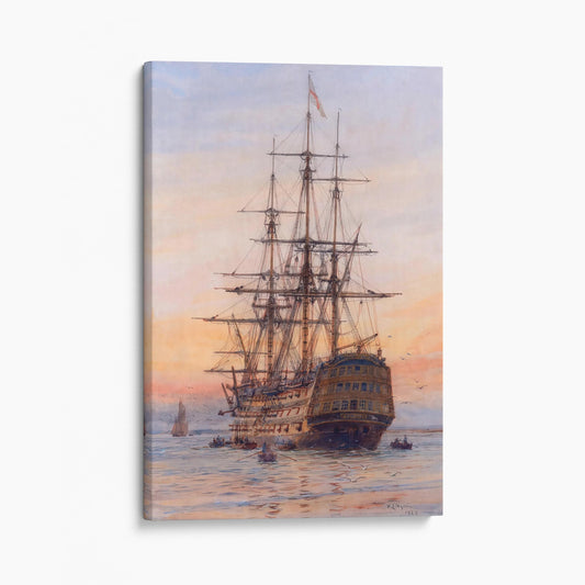 HMS Victory at Sunset Painting by William Lionel Wyllie