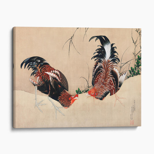 Gamecocks 1838 by Hokusai