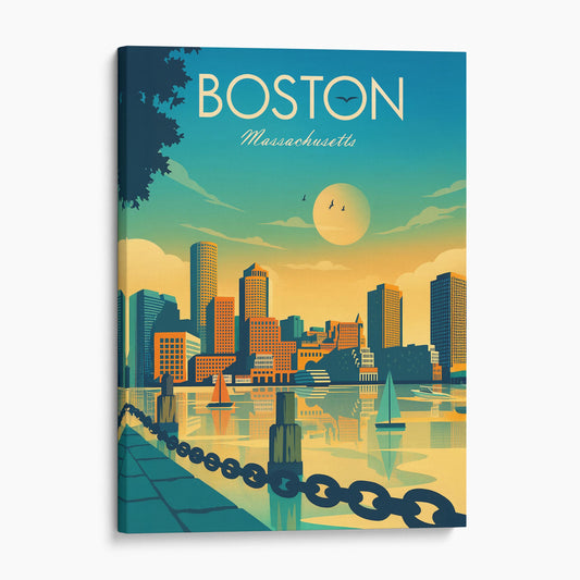 Boston Massachusetts Vintage Travel Poster