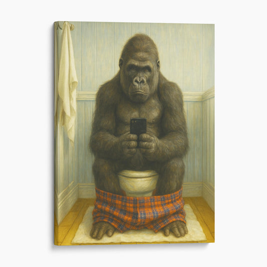 Gorilla On The Phone On The Toilet