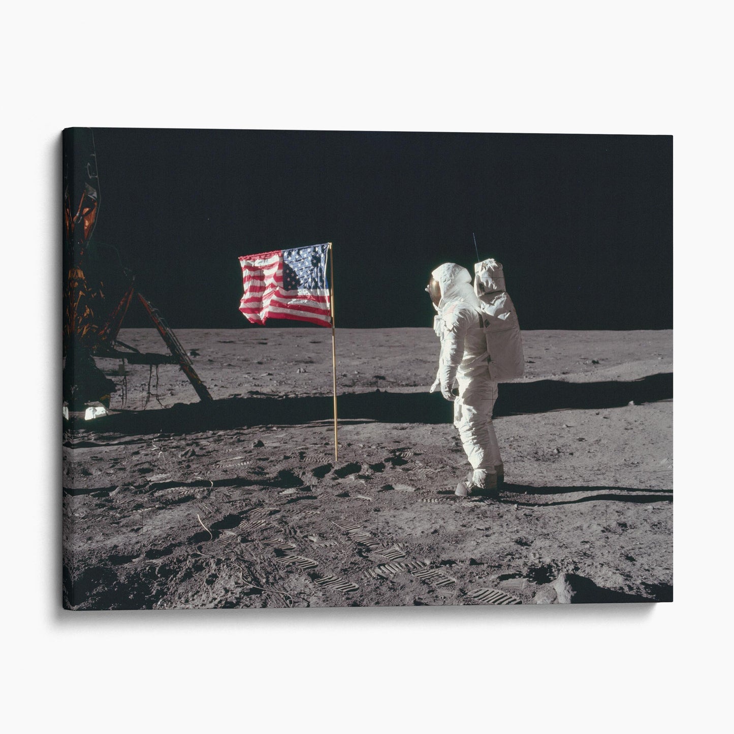 Buzz Aldrin Salutes The USA Flag On The Moon