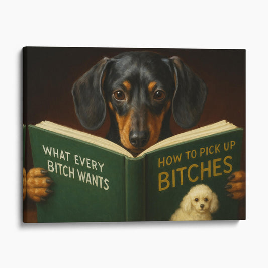Dachshund Dog Reading Dating Book