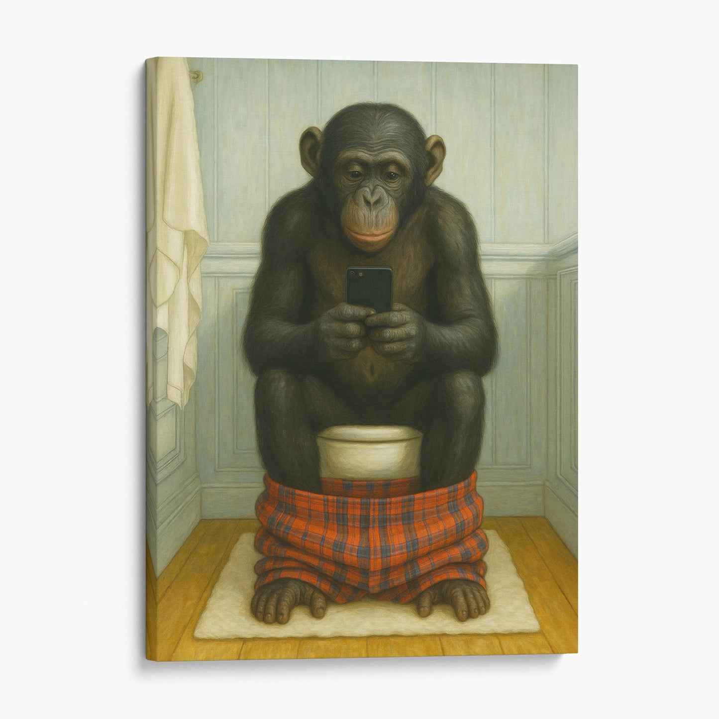 Monkey On The Phone On The Toilet