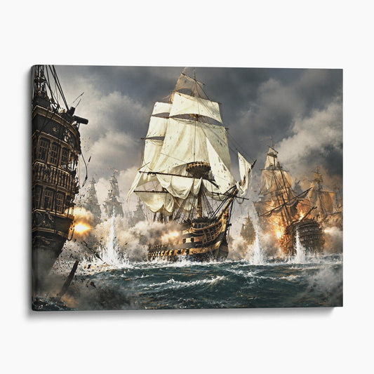 The Royal Navy Battling the French & Spanish Fleet off Cape Trafalgar, 1805