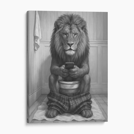 Lion On The Phone On The Toilet