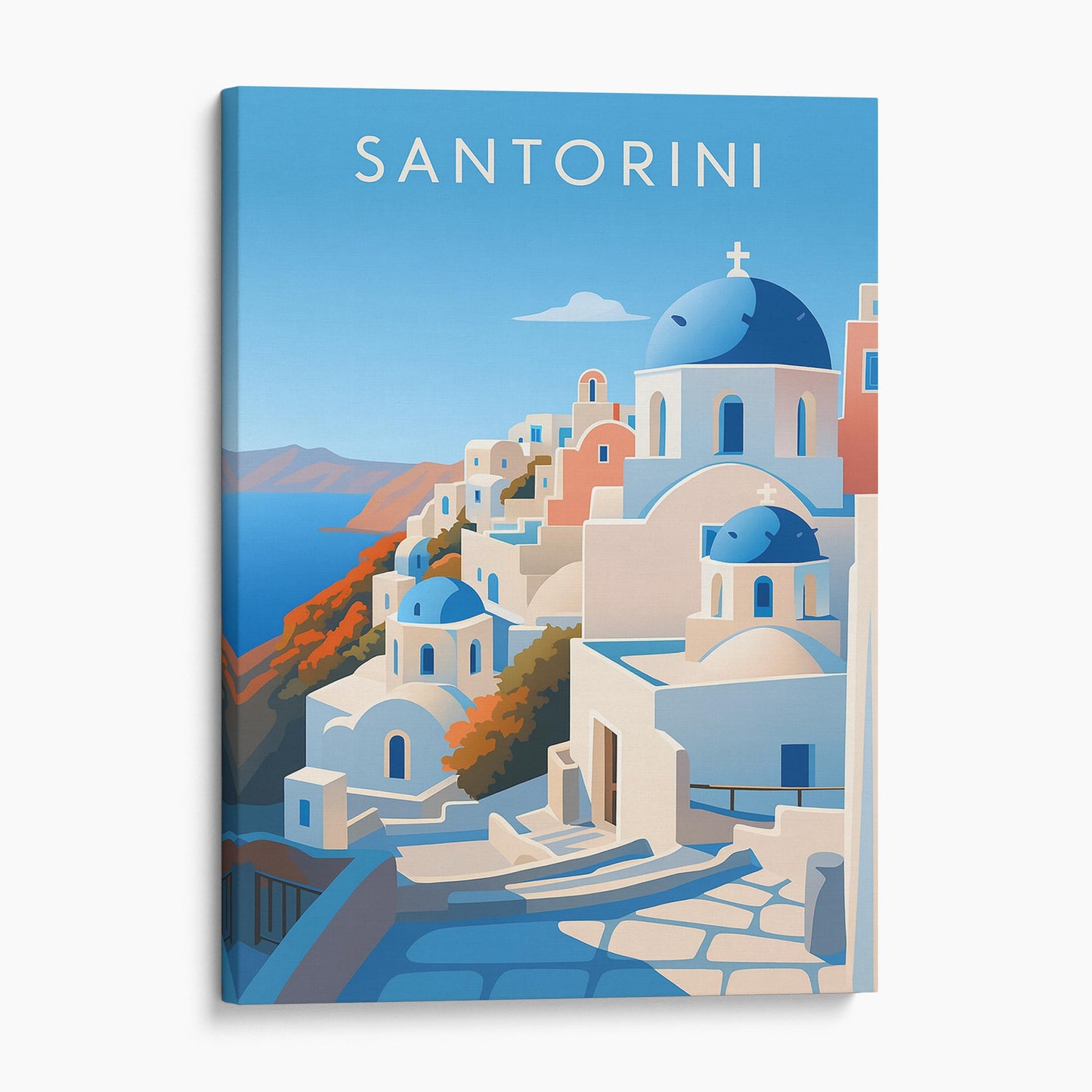 Santorini Greece Vintage Travel Poster