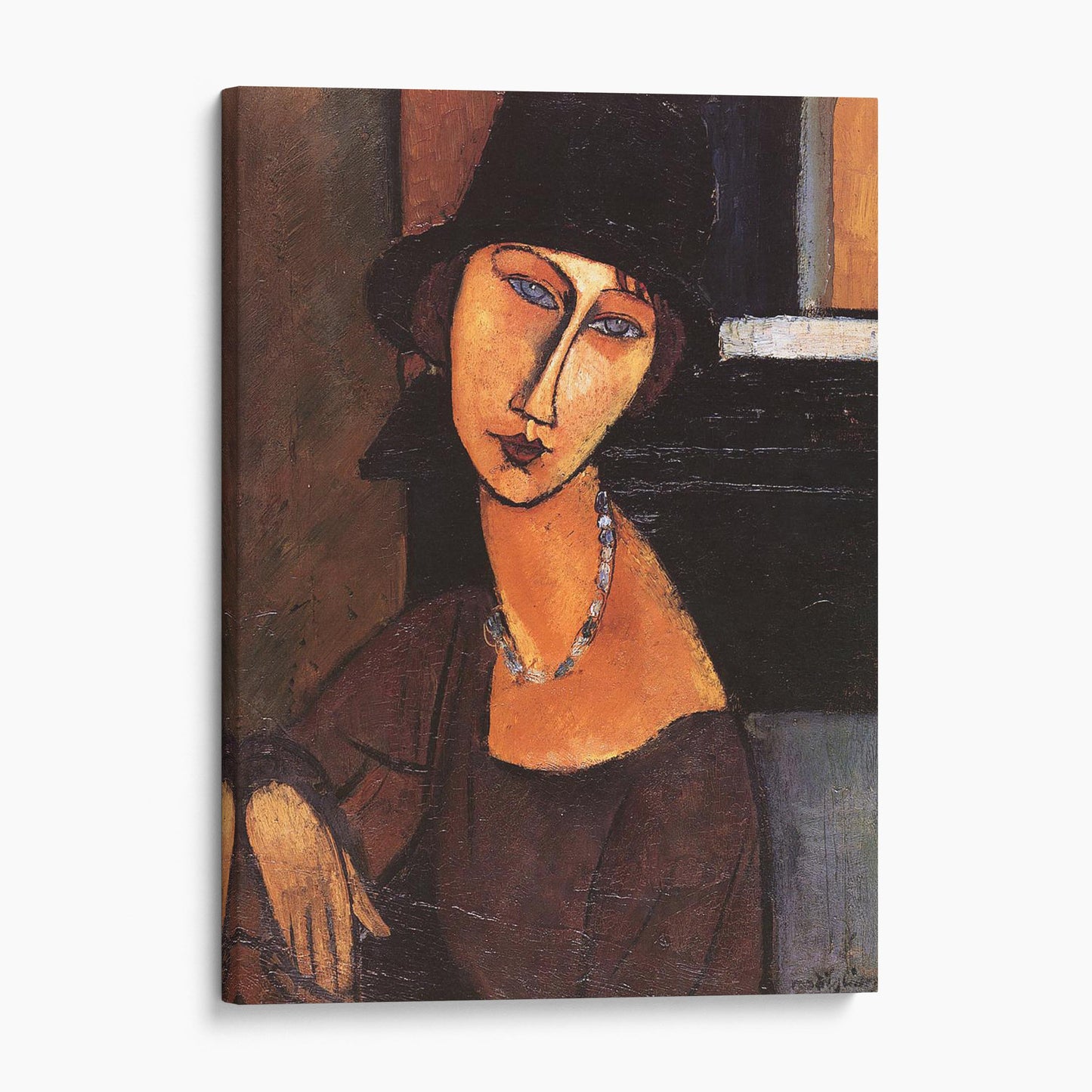 Jeanne Hebuterne With Hat And Necklace 1917 by Amedeo Modigliani