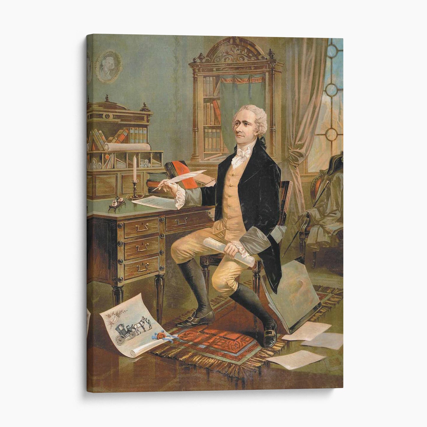 Alexander Hamilton making the first draft of the Constitution for the United States, 1787