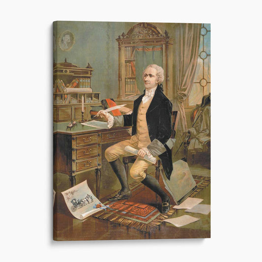 Alexander Hamilton making the first draft of the Constitution for the United States, 1787