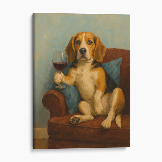 Beagle Dog With A Glass Of Wine