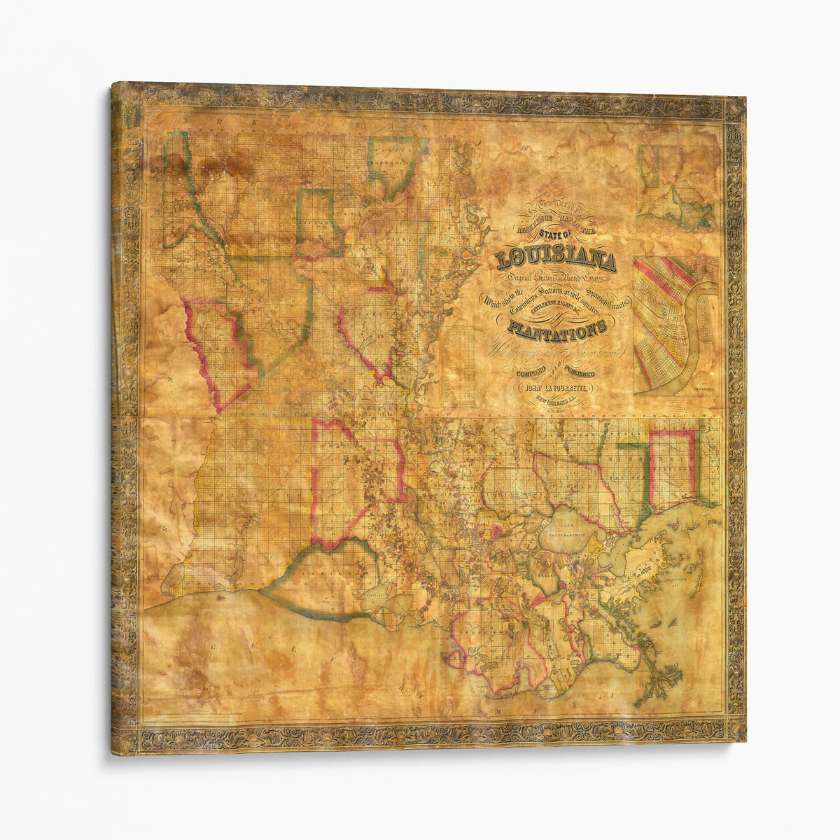 Louisiana Plantations Map 1848