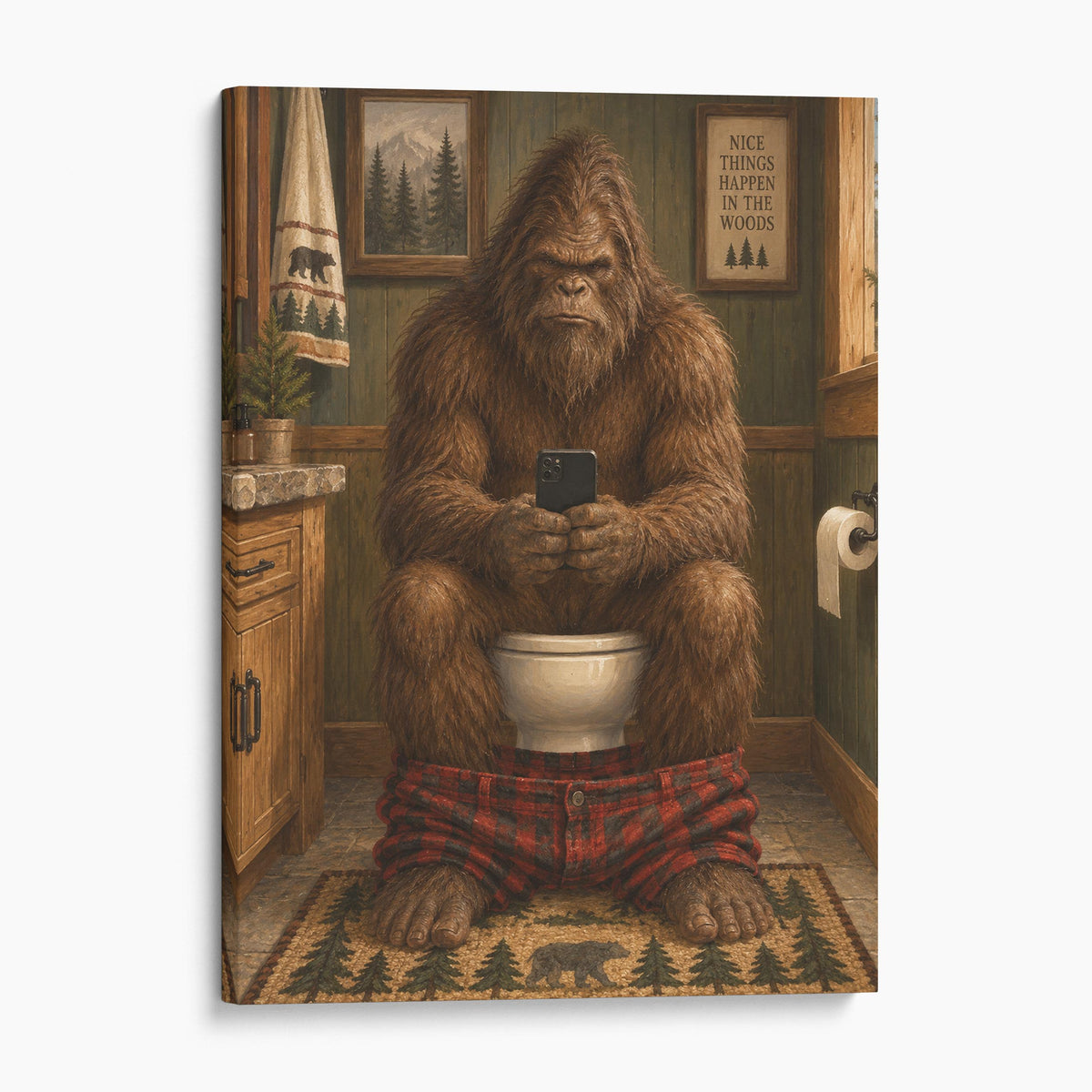 Bigfoot On The Phone On The Toilet