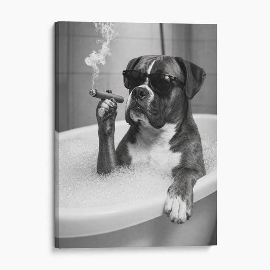 Boxer Dog Bathtub Cigar