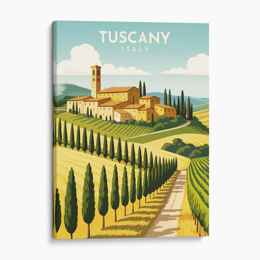 Tuscany Italy Vintage Travel Poster