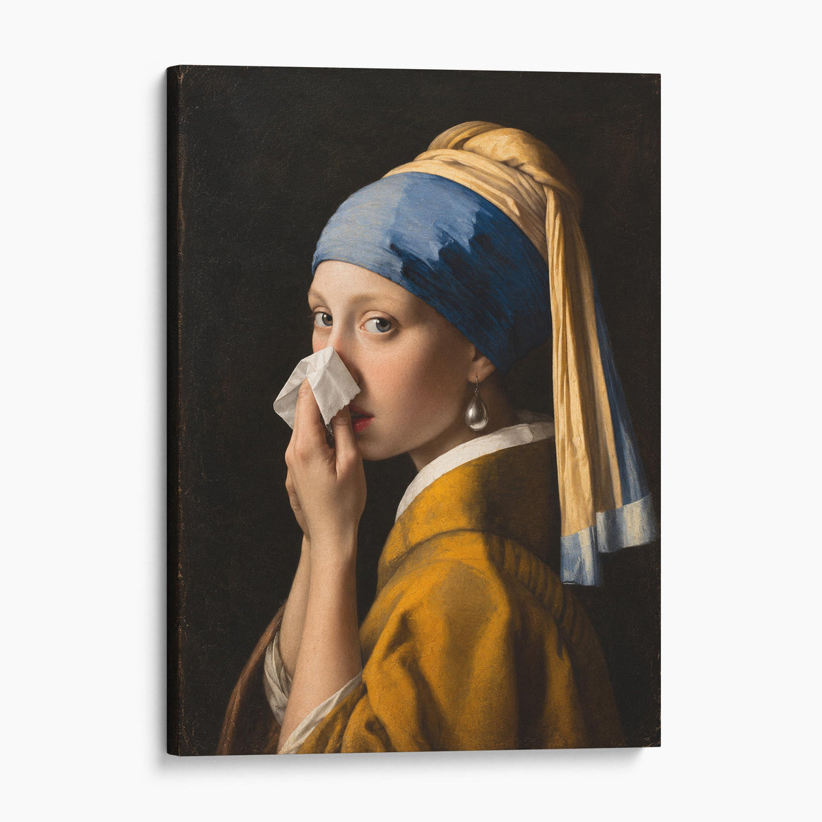 Girl with a Pearl Earring Covering Her Nose