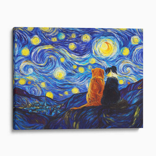 Dogs Over A Starry Night Van Gogh