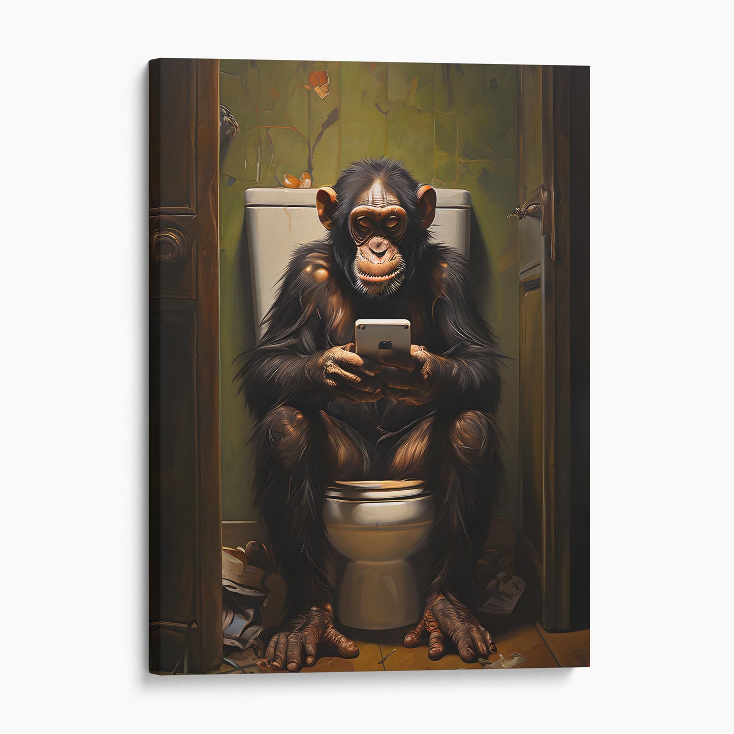 Monkey On The Phone On The Toilet